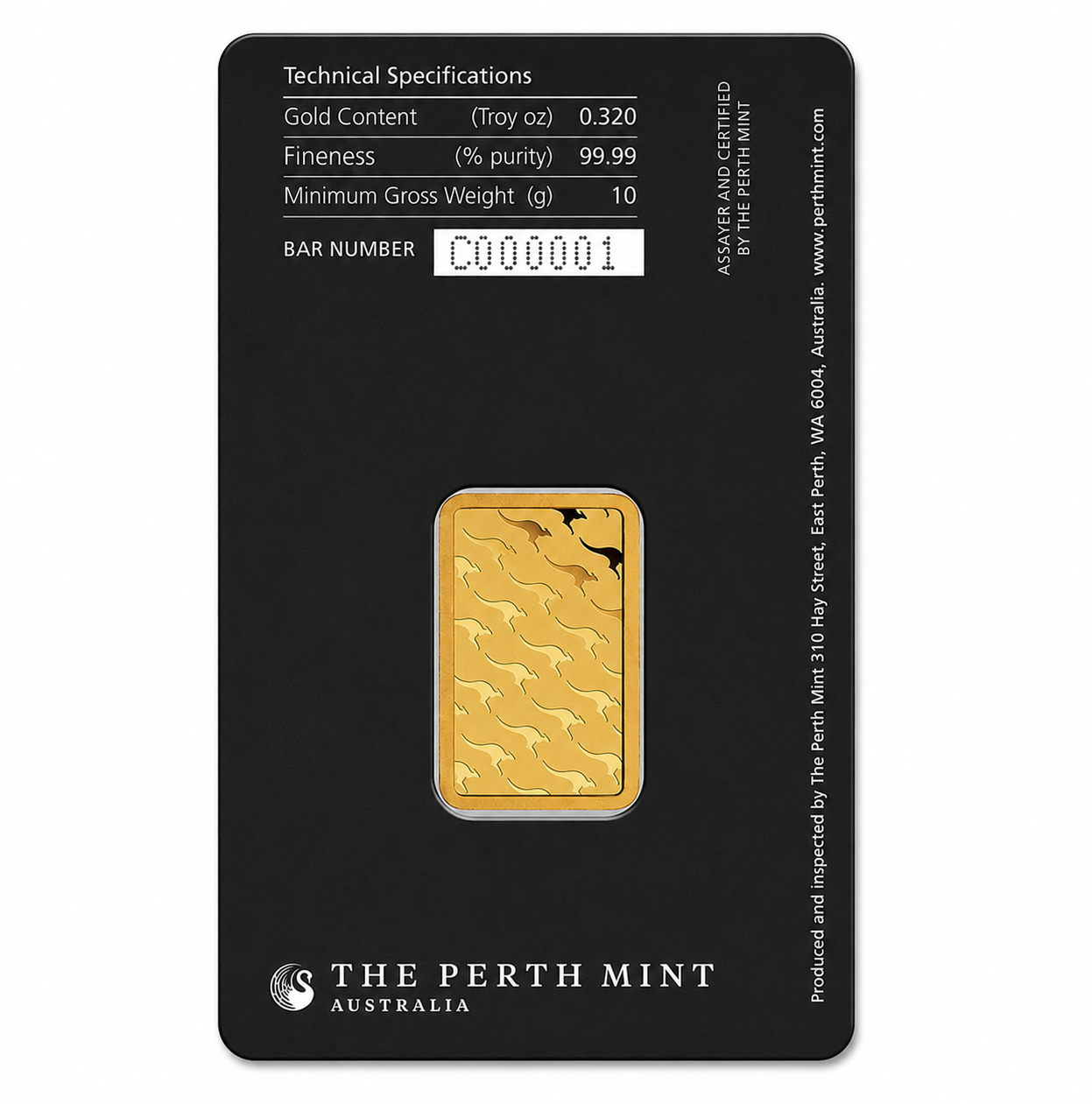 10g Perth Mint Assay Gold Minted Bar (9999 Fine)