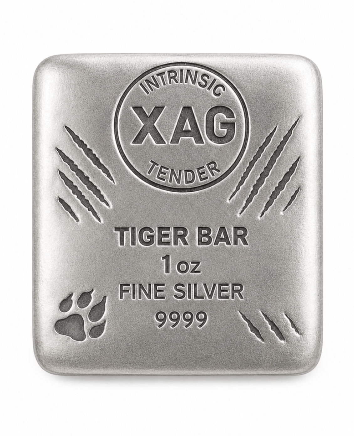 1oz XAG Intrinsic Tiger Silver Cast Bar (9999 Fine)