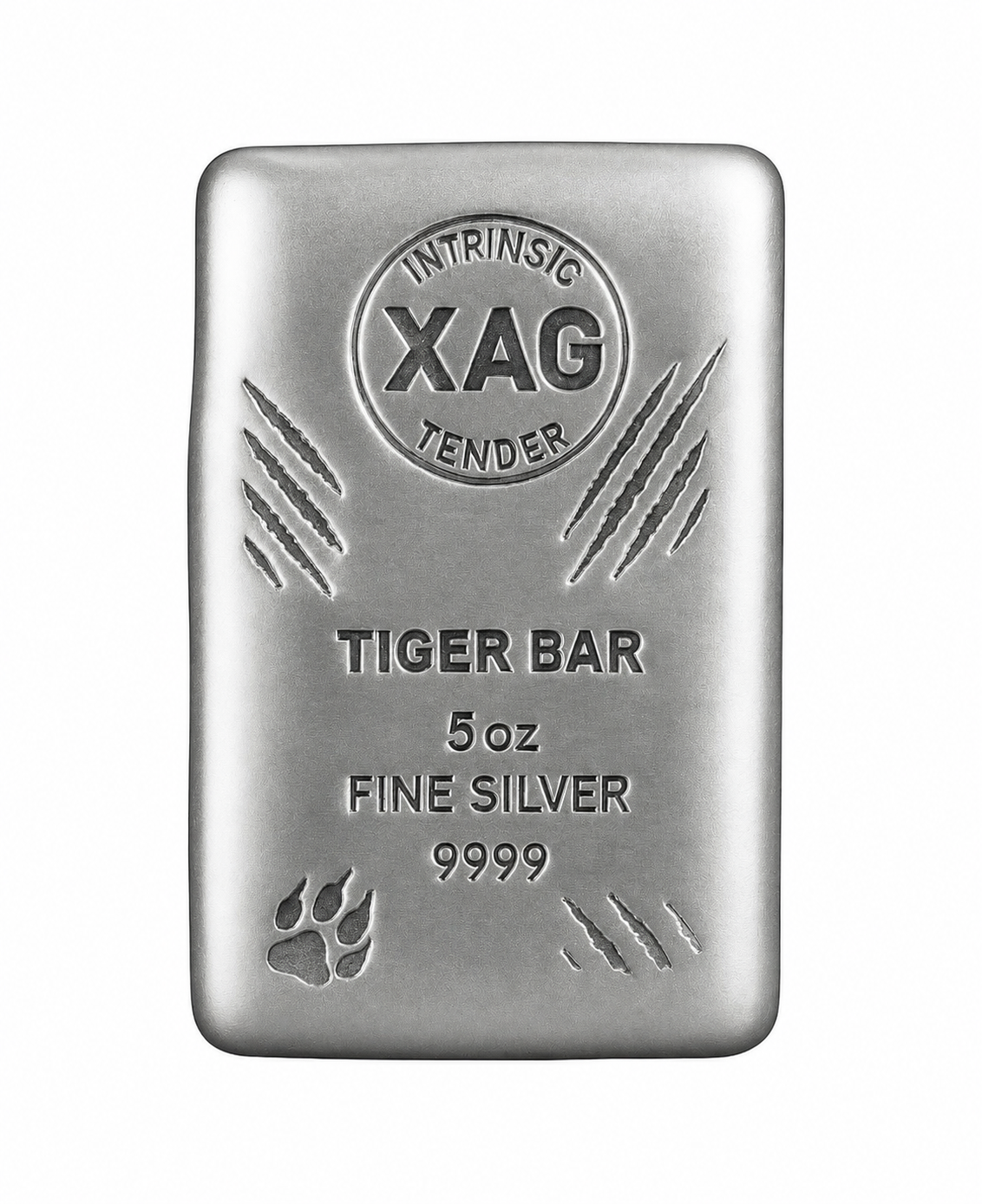 5oz XAG Intrinsic Tiger Silver Cast Bar (9999 Fine)